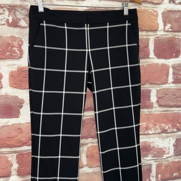 Express Columnist Pants Women's 4 Black Windowpane Plaid Casual Career Trousers - Picture 2 of 8